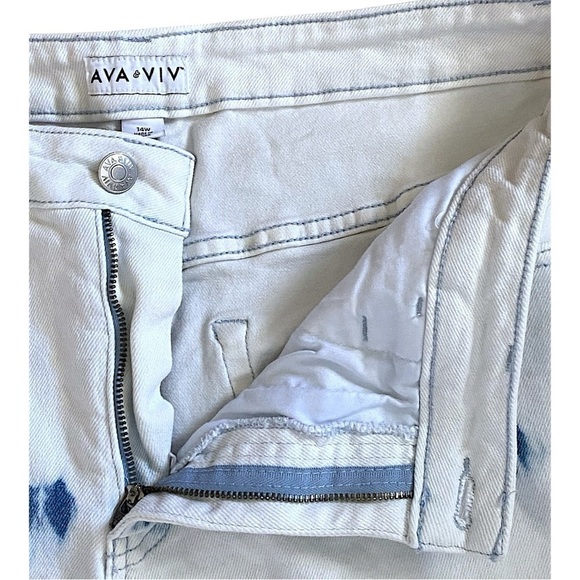 AVA & VIV Tie Dye Cutoff Denim Shorts High Waist Fringe Shorts Women’s Size 14 - Picture 5 of 11